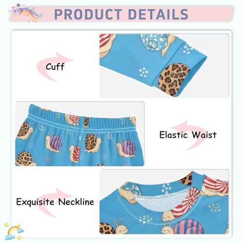 Pajama Sets Long Sleeve Colorful Snails with Dot Soft Comfy Sleepwear 2 Piece PJS 3-8T4