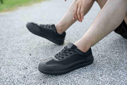 Image of LARNMERN Steel Toe Shoes Men Barefoot Safety Sneakers Walking Skate Non Slip Work Training Shoe 51654(8 Men, All Black)
