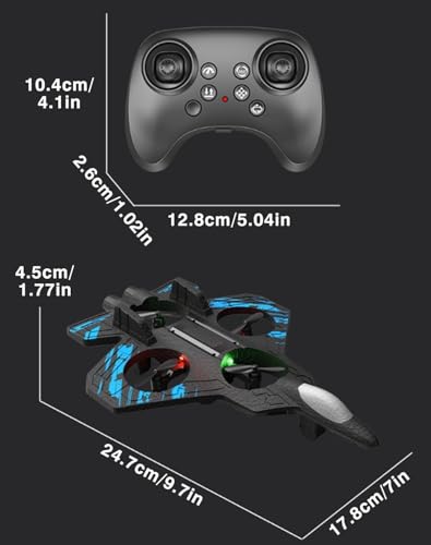Image of Remote Control Jet Plane for Kids & Adults, 2.4GHz RC Fighter Aircraft with LED Lights, One-Key Takeoff, 360 Stunt Flight, Rechargeable Battery, Easy Flying Toy for Beginners