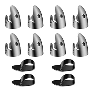 AIEX 12 Stuks Verstelbare Vinger Plectrum Duimplectrums Set Inclusief 8 Stuks Zilveren Roestvrijstalen Vinger Plectrums en 4 Stuks Plastic Duimplectrums voor Gitaar Banjo Harp