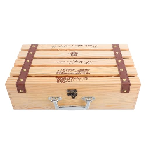 Boîte cadeau bois pour bouteilles de vin avec poignée en bois naturel DIYEAH