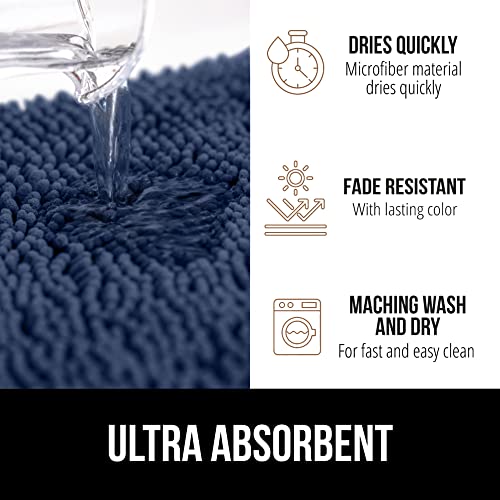 Gorilla Grip Bath Rug, 30X20, Thick Soft Absorbent Chenille Rubber Backing Bathroom Rugs, Microfiber Dries Quickly, Shaggy Machine Washable Mats, Plush Durable Rug, Bathtub And Shower Floor, Navy Blue #TOP3