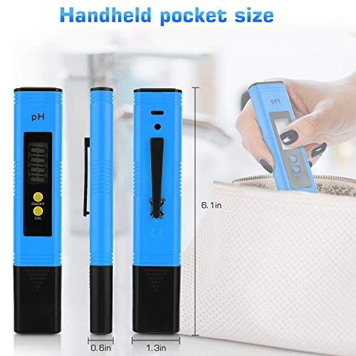 Image of PH Meter for Water Hydroponics Digital PH Tester Pen 0.01 High Accuracy Pocket Size with 0-14 PH Measurement Range for Household Drinking, Pool and Aquarium (1, Blue, Normal)