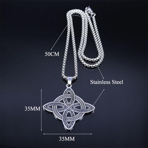 Collier de sorcellerie argenté avec nœud de sorcière et amulette slave mixte - 5