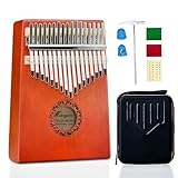 Kalimba 17 Keys Thumb Piano with Hard Case,Study Instruction and Tune Hammer, Portable Mbira Sanza African Wood Finger Piano, Gift for Kids Adult Beginners Professional (Red)
