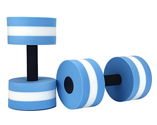 niceeshop Foam Dumbbells Water Aerobic Exercise Hand Bars Pool Resistance Exercises Equipment,Set of 2,Blue