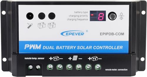 EVPEVER 10A Solar Charge Controller 12V/24V PWM Dual Battery