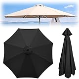 CMJYMX Sonnenschirmbezug (2.0 M, 2,7 M, 3,0 M) Ersatzbespannung Polyester 8/6 Streben Sonnenschirm-Stoffbezug Ersatzbezug Für Ampelschirm(Black,8 Ribs: 230CM/7.5FT)