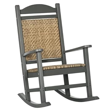 wicker and wood rocking chair