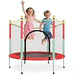 Ccarzzi Trampoline 55" Kids Trampoline with Safety Net Enclosure, Reinforced Steel Frame, High-elasticity Mini Trampoline for Toddler 3-10 Years, Indoor and Outdoor
