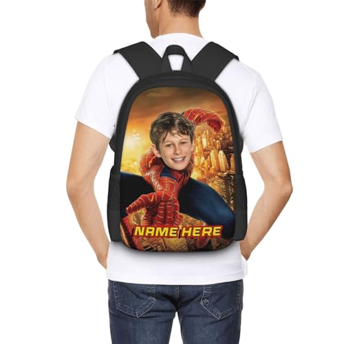 Wuimjaca Custom Superhero Backpack Printe Photo and Name, Large Capacity School Bag, Personalize Birthday Gift for Boy, Girl - Image 6
