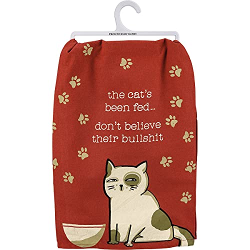 Primitives by Kathy Kitchen Towel The Cats Been Fed