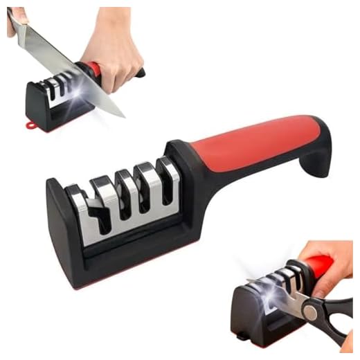 Afiador e Amolador de Facas e Tesouras Manual Profissional 4 em 1 Com Opção EXCLUSIVA de Afiação para Tesouras