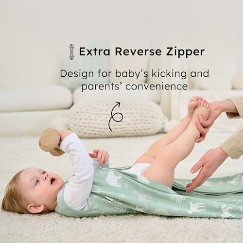 Image of Baby Sleep Sack 0-6 months, 100% Cotton Sleeping Sack for Newborn and Infant, 3 Pack Baby Wearable Blanket, 0.5 Tog Lightweight Double Zipper Sleep Bag Small Green Forest Bear