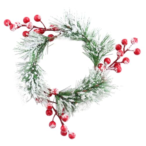 Ciieeo Christmas Candle Rings Artificial Pine and Red Berry Candle Decor for Pillar Candles Christmas Door Decor and Candle Garland Inner Approx Festive Decoration