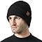 Beanie Mütze Herren Damen - Wintermütze mit Lederpatch Warme Strickmütze mit Fleecefutter - Weiche Dehnbare Unisex Wollmütze - Stylische Urban Streetwear Mütze - Winter, Schwarz