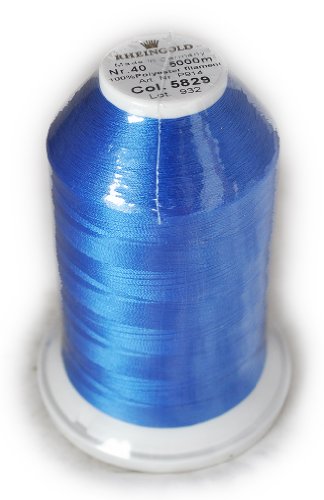 Hilo de poliéster Rheingold No. 40 Azul Real, cono comercial para bordado, 5500 yardas / 5000 metros miniatura 1