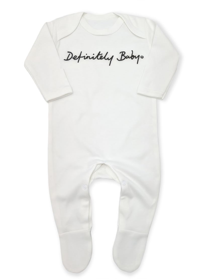 Baby Moo'sDEFINITELY BABY Funny Baby Sleepsuit | Unisex Cool Oasis Indie Rock Music Romper Outfits - Britpop New Baby or Parents Gift UK