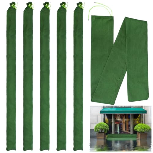 Yopay 6 Pack Long Canvas Sandbags for Flood Protection, 5.7 Feet x 5.7' Reusable Water Barrier Bags, Heavy-Duty Emergency Rain Wind Sand Bags for Flooding, Storm, Home, Garden, Door, Window