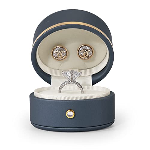 Oirlv Gorgeous Steel-Blue Ring Box with Versatile Jewelry Insert