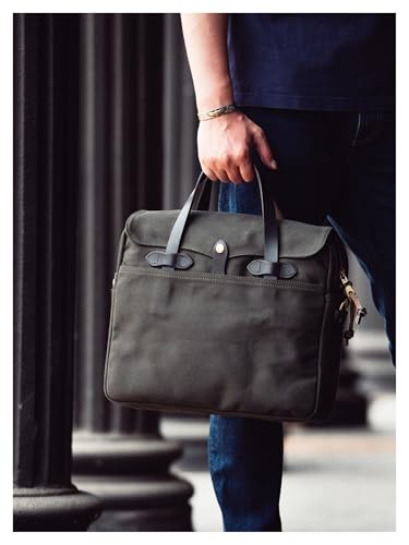 Vintage Men's Business Briefcase S IZE 40 * 30 * 10cm Heavy Duty Oil Waxed Canvas Tote 15" Computer Bag (Green)3