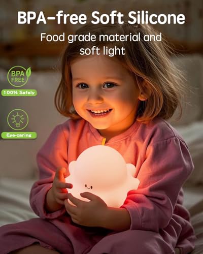 Lámpara de noche infantil recargable de silicona pulpo miniatura 2