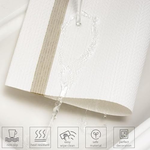 Image of Potency Table Mats Set of 4, Woven Placemate for Dining Table, Heat-Resistant Placemats Stain Resistant Anti-Skid Washable PVC Table Mats, Vinyl Placemats for Dining Kitchen Restaurant Table (31White)