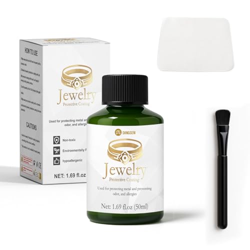 DINGSEN 50ml Jewelry Protective Coating Kit Anti Tarnish Coating for Jewelry Against Wear & Oxidation Clear Protective Shield for Metals Gemstones