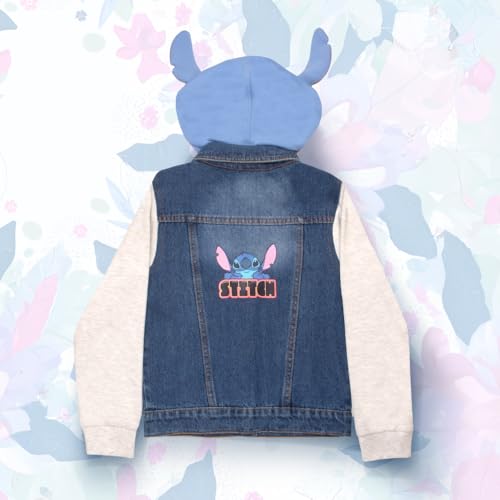 Image of Disney Lilo & Stitch Minnie Mouse Girl's Hoodie Jean Jacket with Ears - Fashion Hooded Denim Jacket for Kids