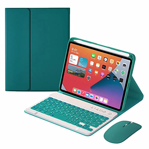 IPad Pro 12.9C`i3A4A5A6E2018A2020A2021A2022NjpL[{[hP[XAPencilz_[A{ ΂ŒE\ȃCXL[{[hABluetooth}EXt,Dark green