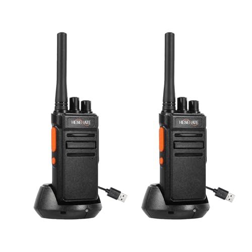 HESENATE HT66 Funkgerät, Lizenzfreies PMR446 Walkie Talkies, Große Reichweite Funkgeräte Set, Handfunkgerät Woki Toki, 16 Kanäle Walky Talky, Scan VOX mit USB C Ladestation (Schwarz 2er Set)