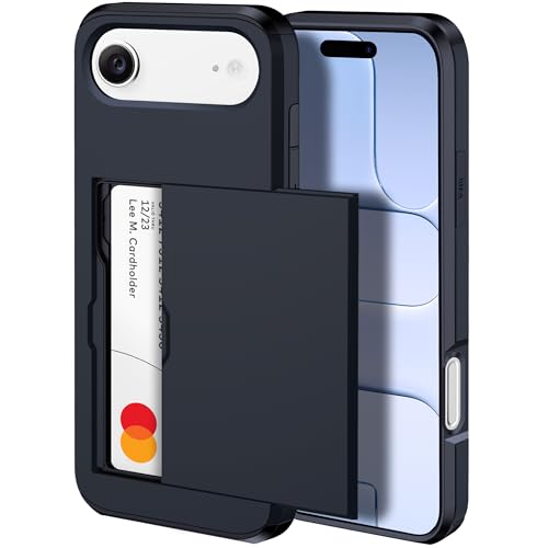 harusaki 𝟐𝟎𝟐𝟓 𝗡𝗘𝗪 iPhone Air Wallet Case with Hidden Card Slot - Wireless Charging Compatible iPhone 17 Air Case with Card Holder for Men and Women (Black)