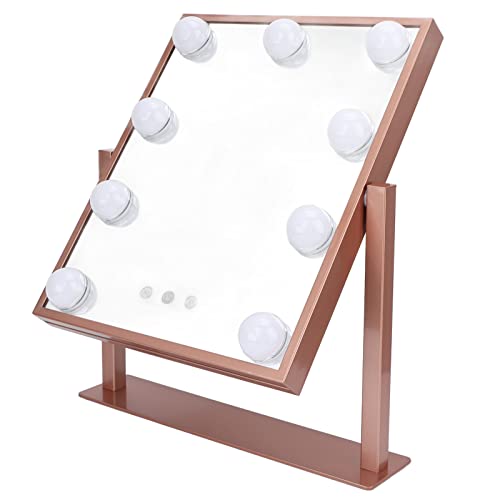 Espelho de beleza de maquiagem LED, 9 lâmpadas ouro rosa 100-240V controle de toque resistente ferro