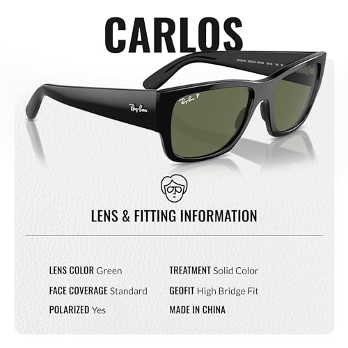 Image of Ray-Ban RB0947S CARLOS Rectangle Shaped Sunglasses for Men & Women with Official RAYBAN Eyewear Kit