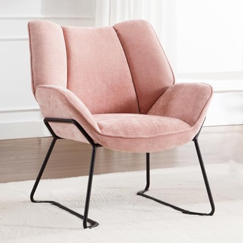 Ya-Home Fauteuils de Salon Moderne pour Chambre Fauteuil Scandinave avec Coussin épais, Fauteuil Salon Confortable, Rose