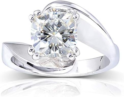 Kobelli Forever One (D-F) Moissanite Solitaire Curve Ring 2 CTW 14k White Gold