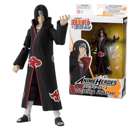 BANDAI - Naruto Shippuden Anime Heroes Figura de Acción Itachi Uchiha 17cm - 36904 Multicolor - Figuras articuladas Ideal para los fanaticos de la Serie.