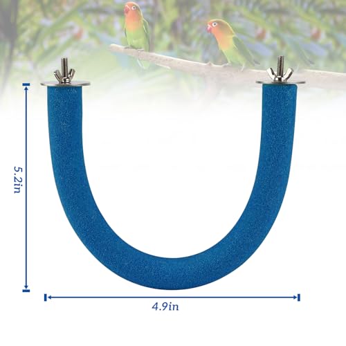Image of Rypet Parrot Perch Rough-surfaced - Quartz Sands Bird Cage Perches for Small Parakeets Cockatiels, Conures, Macaws, Parrots, Love Birds, Finches Cages Toy, U Shape