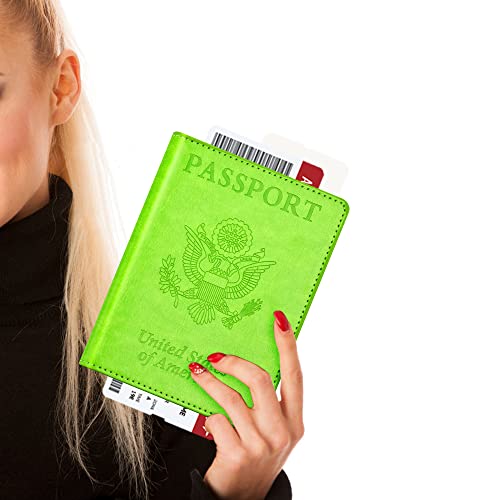 Image of BB-green Passport and Vaccine Card Holder Combo with Vaccine Card Slot, Wallet, Cover for Women and Men