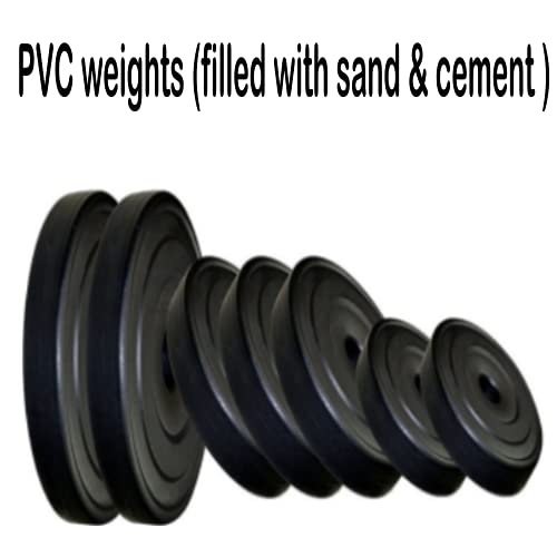 Image of HASHTAG FITNESS 50 kg PVC Plates with 5ft and 3ft Barbell Rod with 14 inch Dumbbell Rod Pair, a Perfect Combo for Men and Women, Home Gym equipments