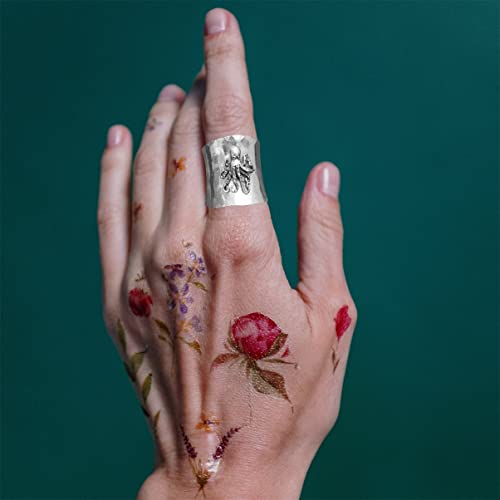 MYLYAHY S925 Sterling Silver Cuttlefish Squid Wide Bands Ring for Women Girls,Octopus Thumb Ring,Index Finger Inkfish Ring,Retro Vintage Sea Animal Ring Jewelry Gift3