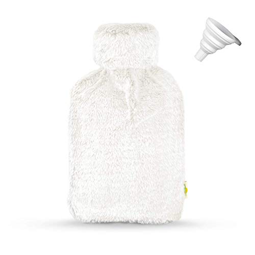 [¡NUEVO!] BetterDay® Bolsa de Agua Caliente con Capucha™ - Bolsa Agua Caliente con Funda - Goma natural y tapa extraíble - Botella Agua Caliente Grande 2 Litros con tapa suave y esponjosa