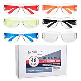 48 Pack of Safety Glasses (48 Protective Goggles in 6 Different Colors) Crystal Clear Eye Protection - Perfect for Construction, Shooting, Lab Work, and More!