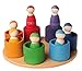 Grimm's Seven Friends in 7 Bowls: Set of Wooden Sorting & Matching Rainbow Peg Dolls with Little Cups and Tray