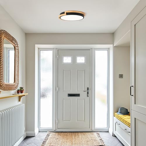 Vikaey Modern Wood LED Flush Mount Ceiling Light Fixture,Blcak Round Ceiling Lighting,Ceiling Lamp for Closets, Kitchens, Stairwells, Bedrooms(11.8In/30CM 4000K) - Cosy Home Interiors Vikaey Modern Wood LED Flush Mount Ceiling Light Fixture,Blcak Round Ceiling Lighting,Ceiling Lamp for Closets, Kitchens, Stairwells, Bedrooms(11.8In/30CM 4000K) - Image 5