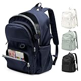 Lightweight Backpack for College & High School Backpack With Lots of Pockets Cute School Bag for Girls Boys, Large Capacity Bookbag for Women Men, Waterproof Teens Casual Daypack Backpack(Dark Blue)