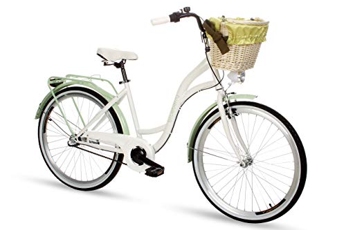 Goetze Blueberry Vintage Retro Citybike Damenfahrrad Hollandrad, 3 Gang Shimano Nexus, Tiefeinsteiger, Rücktrittbremse, 26 Zoll Alu Räder, Korb mit Bezug Gratis! – Bild 3