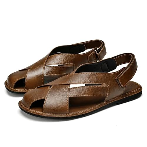 Men Genuine Leather Flat Sandals Open Shoes Casual Summer Breathable Big Size Sandals2