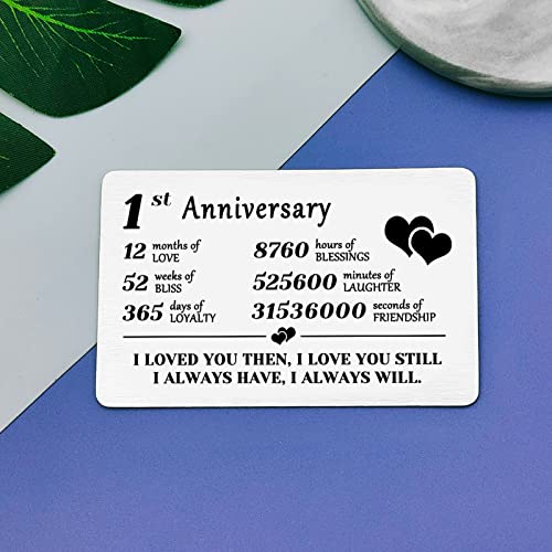 Vadaka Couples Gifts for Him Her 1st Anniversary Wallet Card Gifts for Girlfriends Boyfriend 1 Year Anniversary Wallet Card Gifts Happy First Year Anniversary Wallet Card for Couple Husband Wife4
