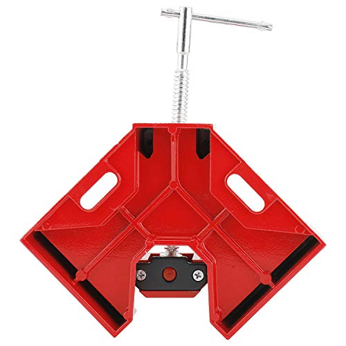 HighFree Right Angle Corner Clamp T-shaped Handle 90 Degree Clamp Aluminum Alloy Angle Right Clamp with Adjustable Swing Jaw for Woodworking Photo Frame Vise Holder (Red)